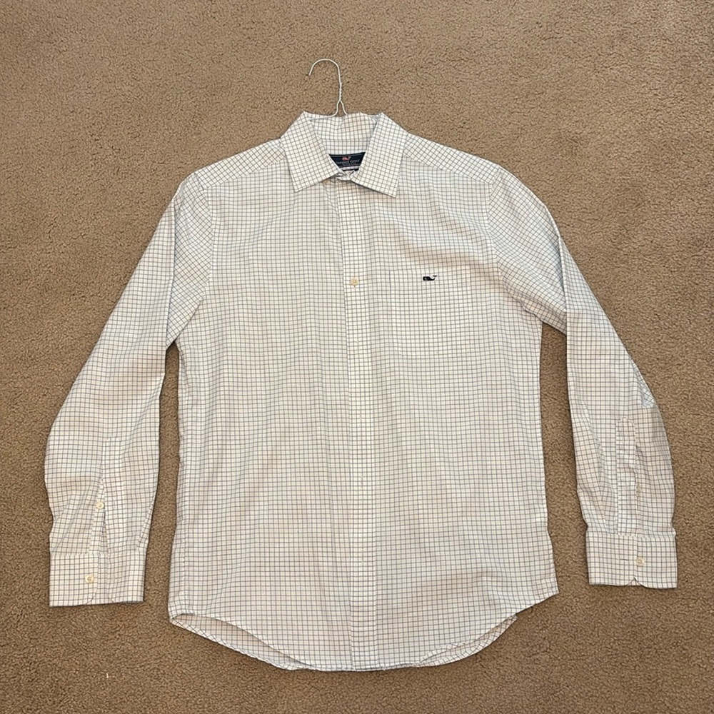 Vineyard Vines Button Down Classic Fit Tucker Shirt Mens Small Blue and White